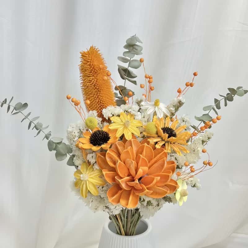 Dried Flower Bouquet Arrangement with Decorative Elements