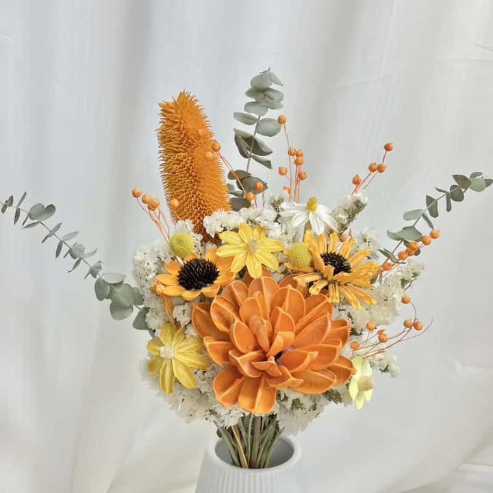 Dried Flower Bouquet Arrangement with Decorative Elements