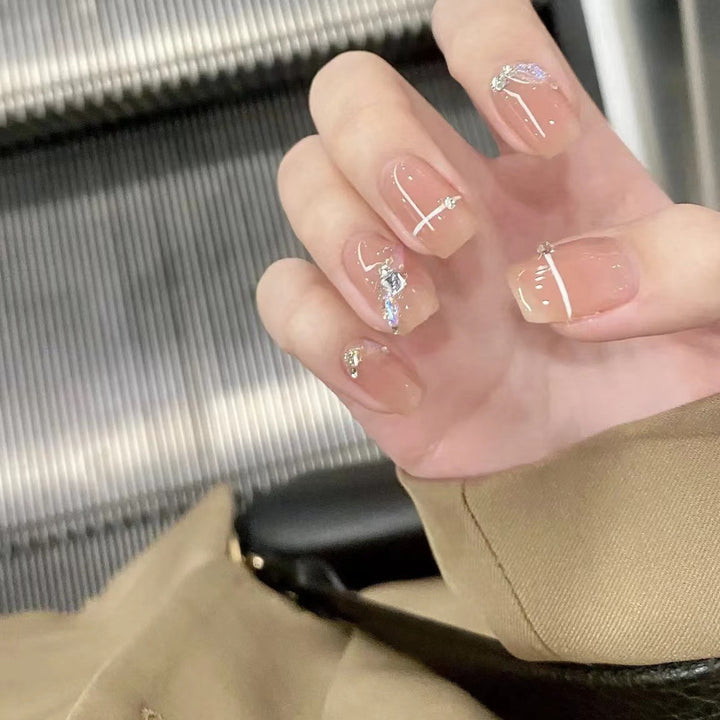 Elegant Crystal-Accented Press-On Nail Set