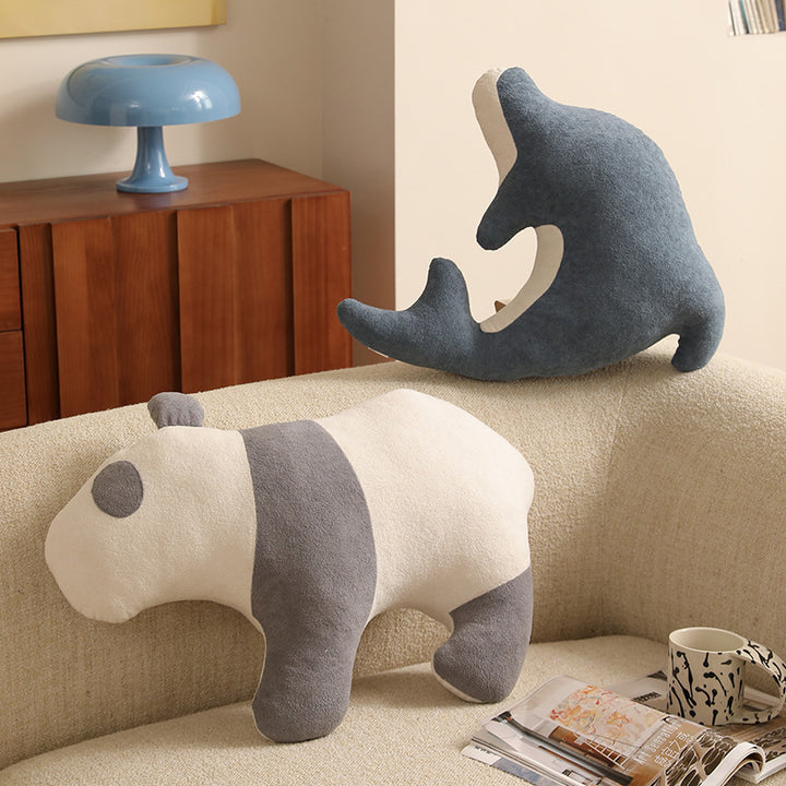 Dolphin-shaped comfort cuddle pillow made of soft plush with ergonomic contour Kalsten