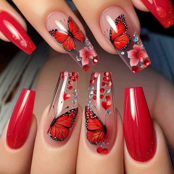 Artistic Butterfly-Embellished Press-On Nails Kalsten