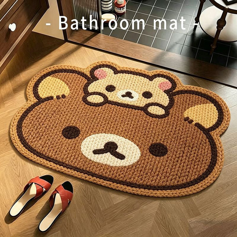 Bear-Shaped Plush Bathroom Mat
