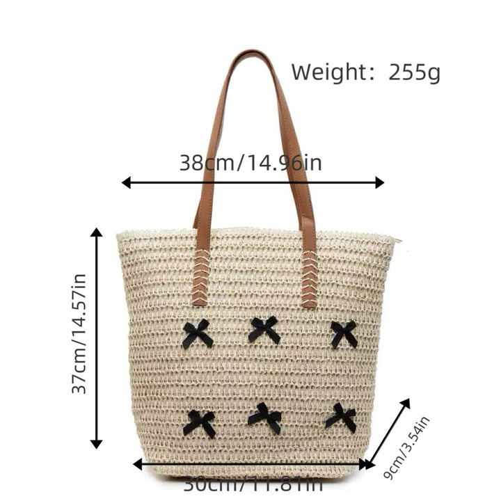 Trendy large beach bag with original bow appliqués Kalsten