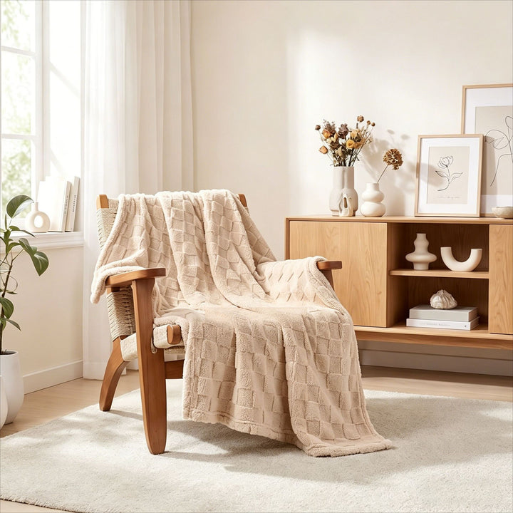 Textured Plush Home Throw Blanket