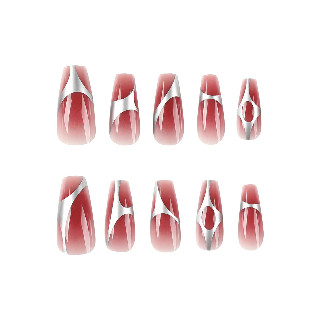 Artificial nail extensions with high-gloss finish and modern design Kalsten