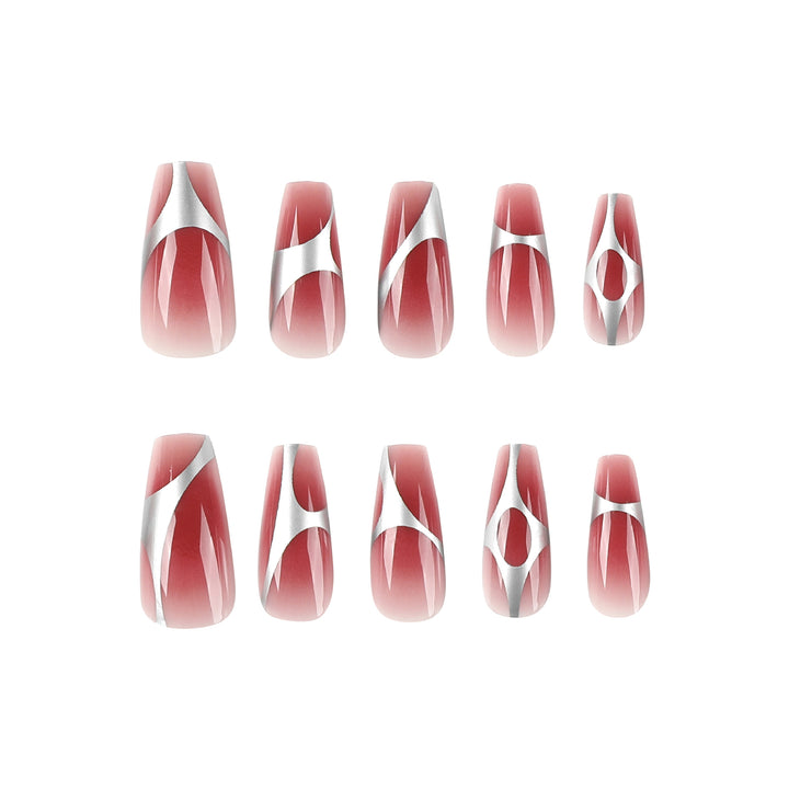 Artificial nail extensions with high-gloss finish and modern design Kalsten