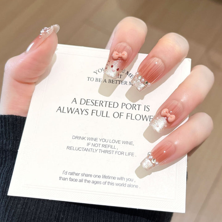 Elegantly Designed Crystal-Embellished Press-On Nail Set Kalsten