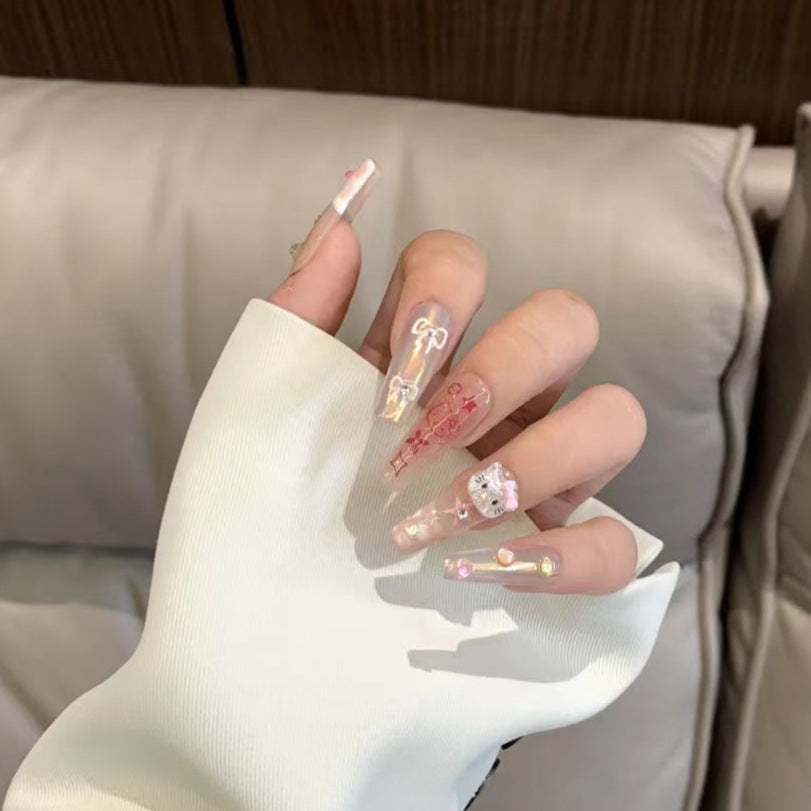 Elegant Stiletto Press-On Nails with Floral Design Kalsten