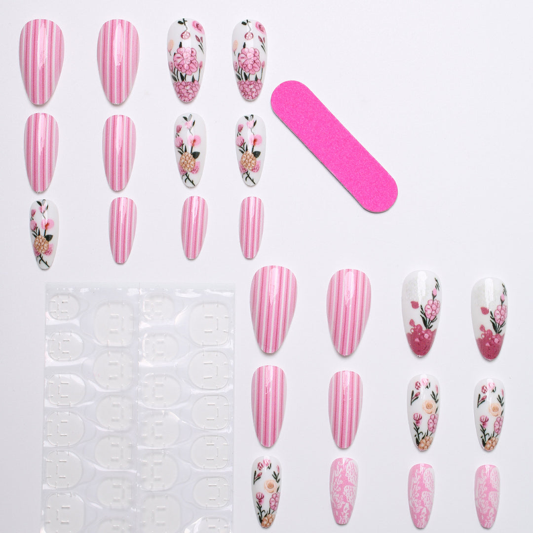 Artificial nails with floral 3D decorations Kalsten