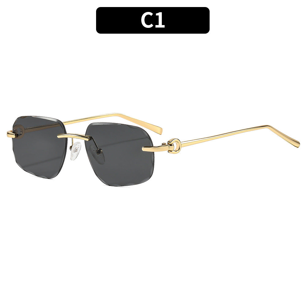 Geometric Frame Sunglasses with Adjustable Nose Pads
