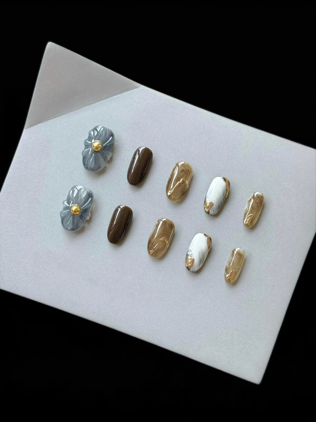 Artistic Floral Accented Press-On Nail Set