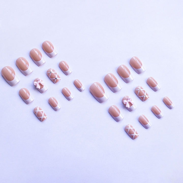 Premium Decorative Press-On Nails with Bow and Rhinestone Accents Kalsten