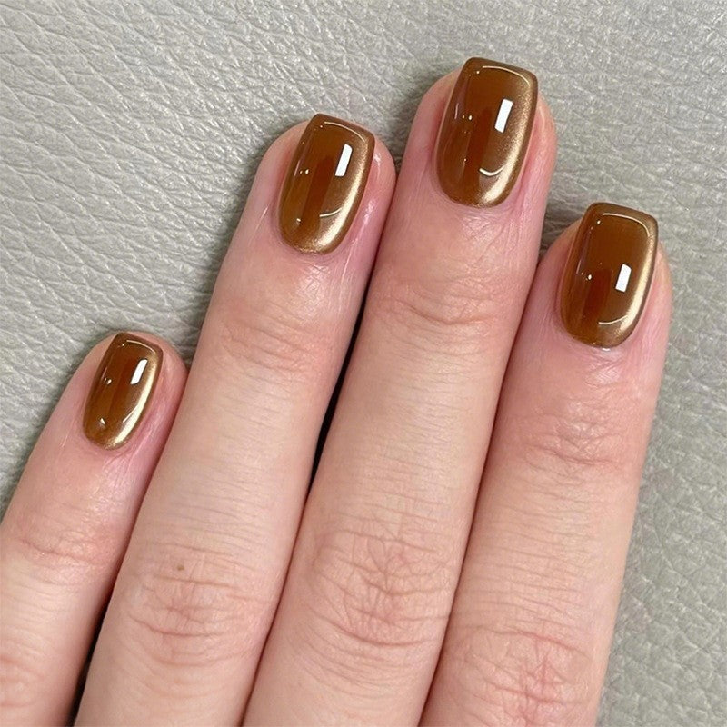 Elegant Press-On Nail Art with Metallic Finish Kalsten