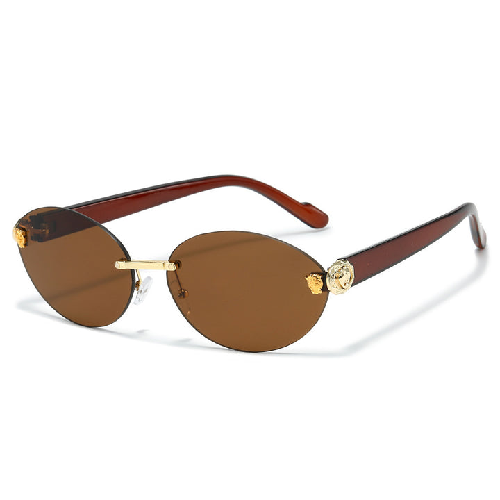 Designer Oval Frame Sunglasses with Decorative Accents Kalsten