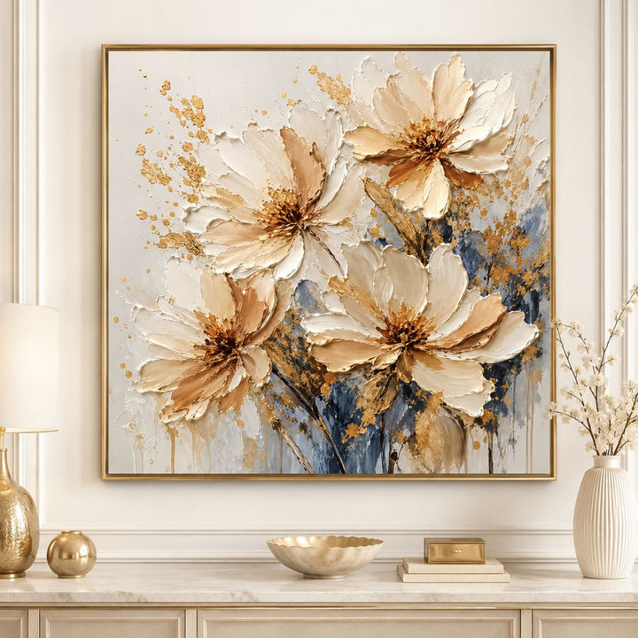 3D Textured Floral Canvas Artwork