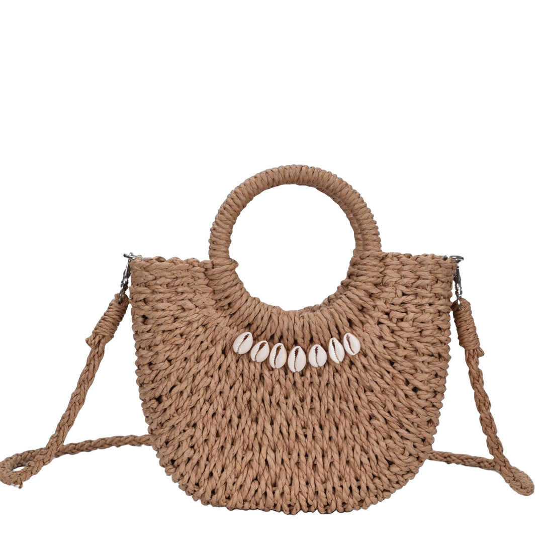 Natural fiber handbag with shell decoration Kalsten