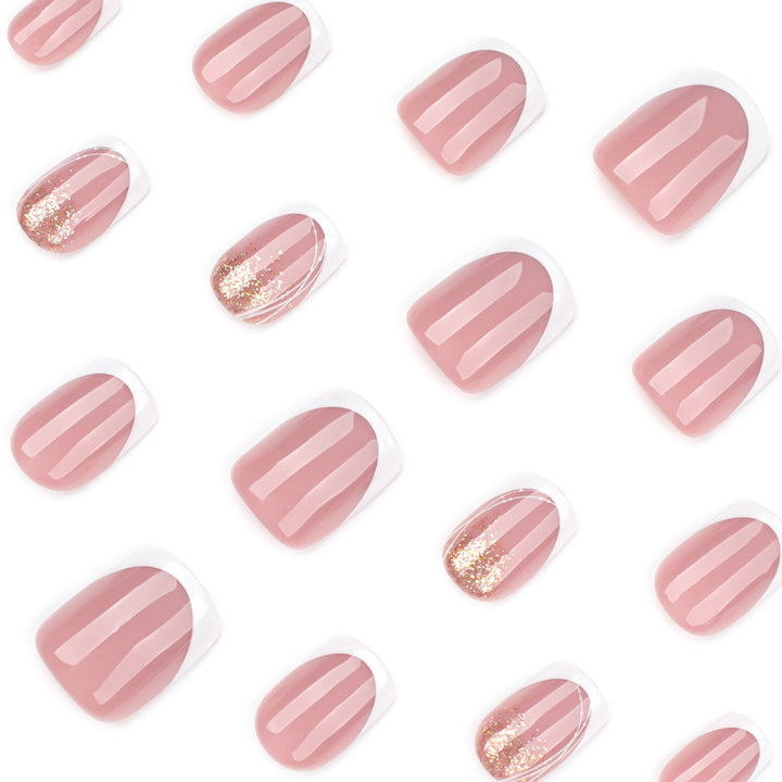 Elegant Nail Extensions with Glitter and Flower Patterns Kalsten