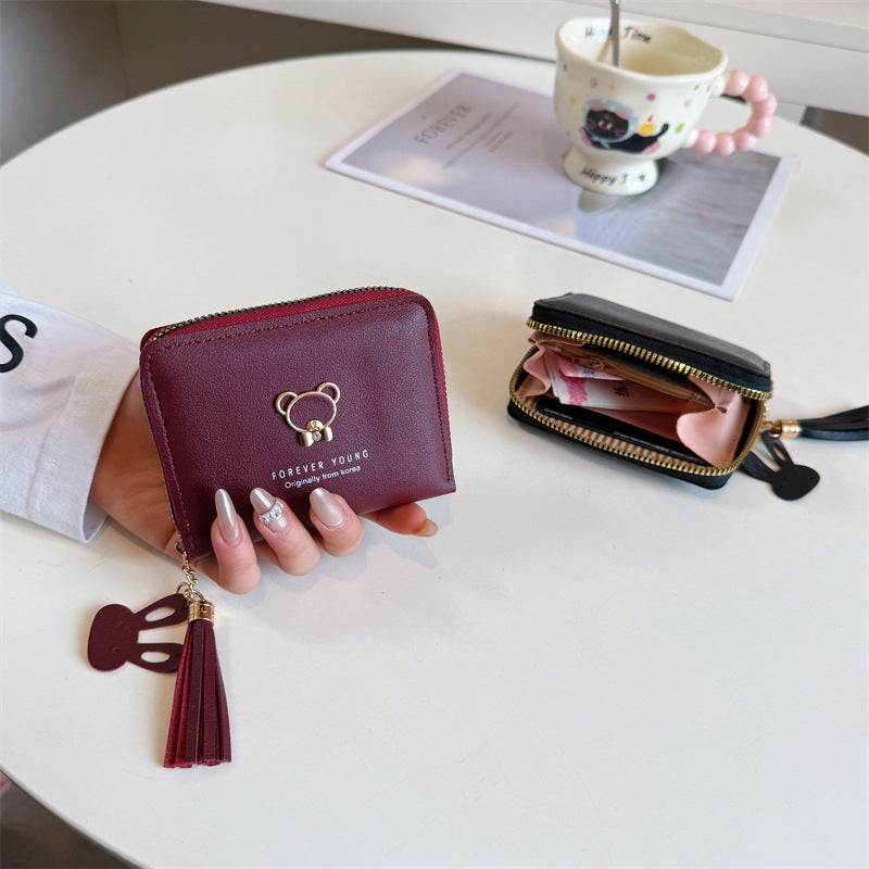Cute Bear Charm Zipper Wallet