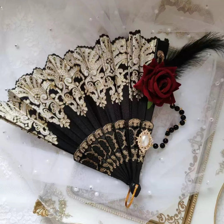 Ladies' elegant hand fan with intricate decorations Kalsten