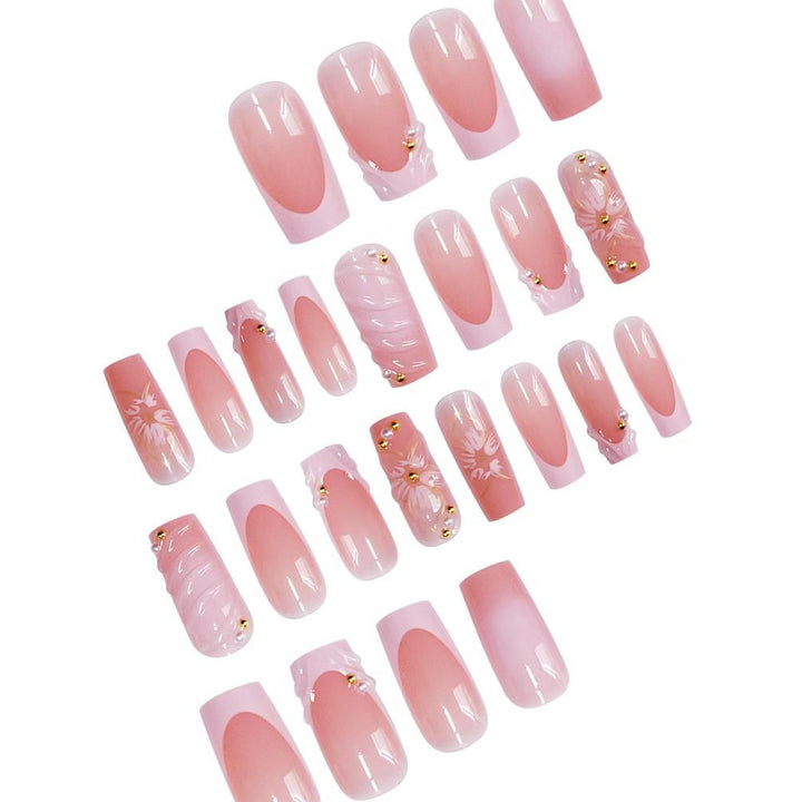Decorative Press-On Nail Art Set with Rhinestone Accents Kalsten