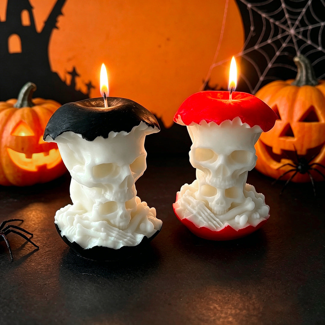 Skull-Themed Decorative Candle