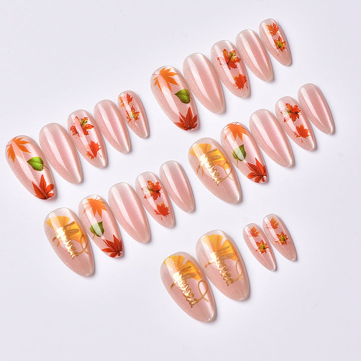 Artistic Fall Leaf Press-On Nail Art Set Kalsten
