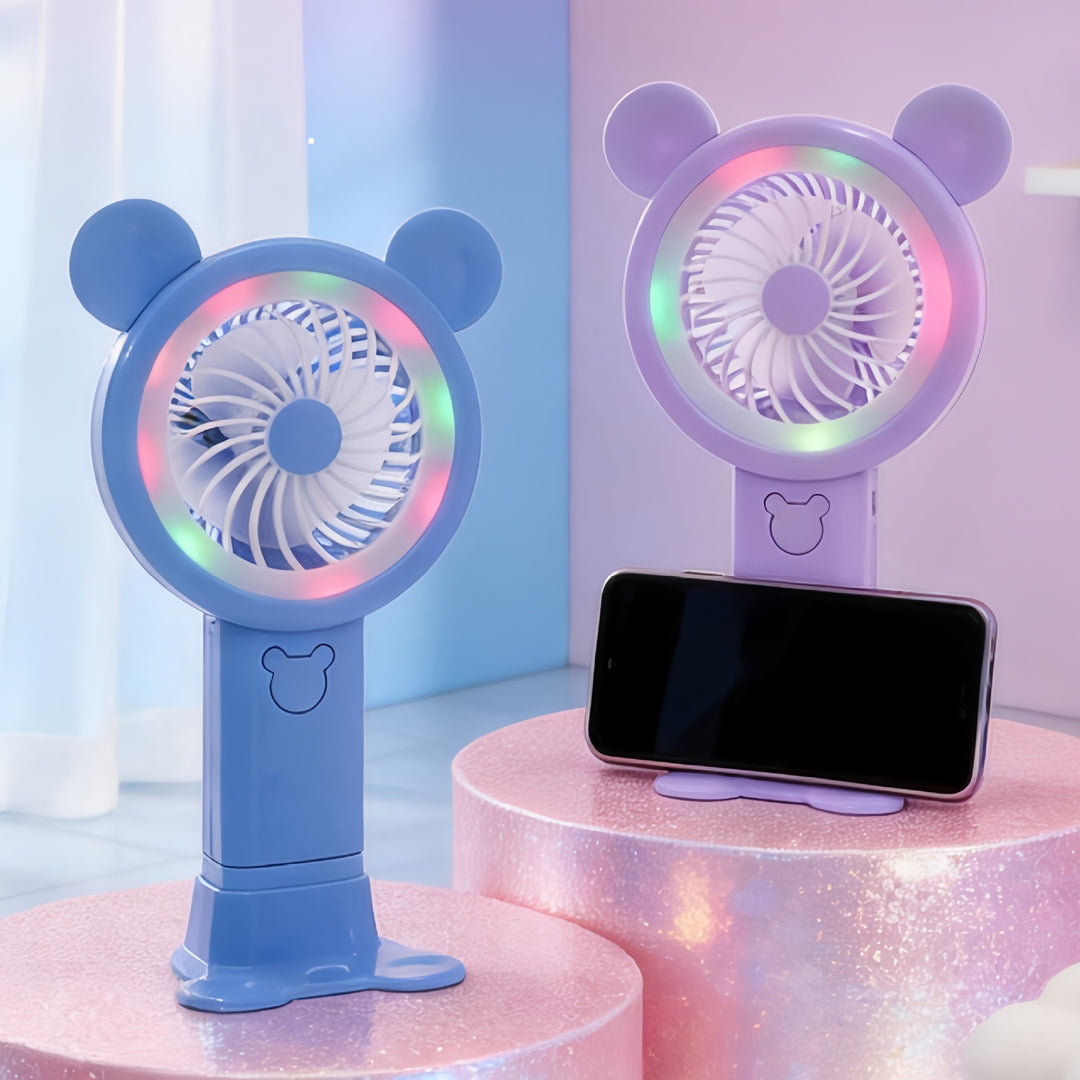 Women Portable USB Fan with Interactive LED Light Kalsten