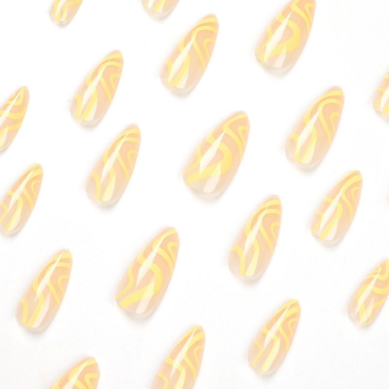 Artful Stiletto Nails with Modern Wave Design Kalsten