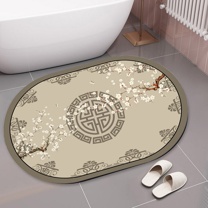 Elegant Floral Print Bath Mat Kalsten
