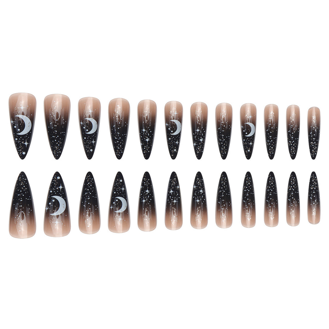 Glamorous Stiletto Press-On Nails with Celestial Design Kalsten