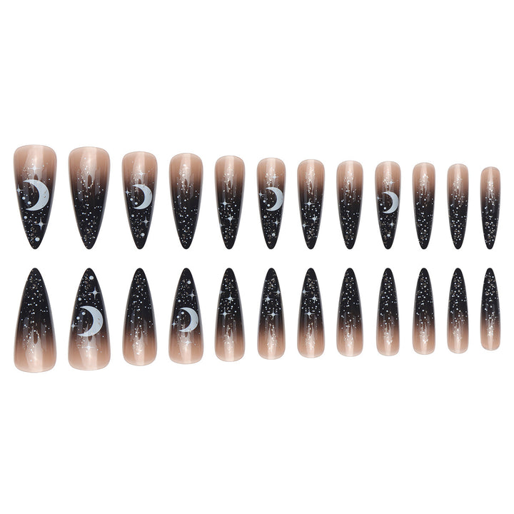Glamorous Stiletto Press-On Nails with Celestial Design Kalsten
