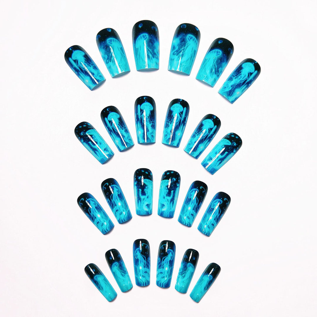 Artificial artificial nails with luminescent jellyfish design Kalsten