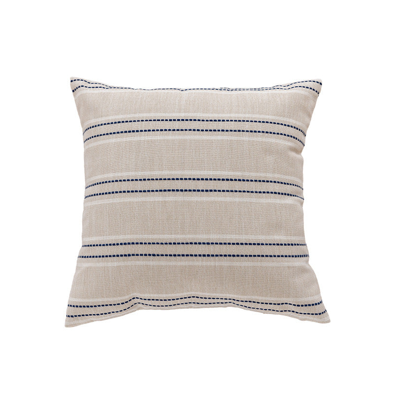 Decorative Linen-Blend Square Throw Pillow Cover with Textured Stripes