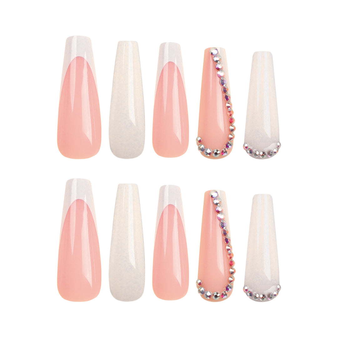 Artful nail extensions with rhinestone embellished accents Kalsten