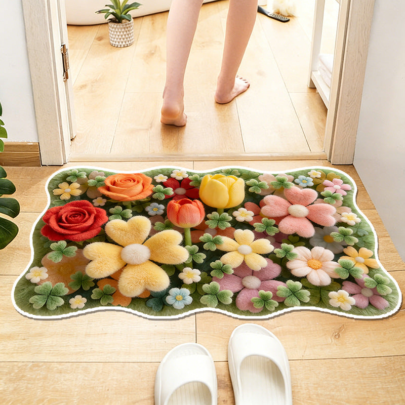 Floral Patterned Soft Bath Mat