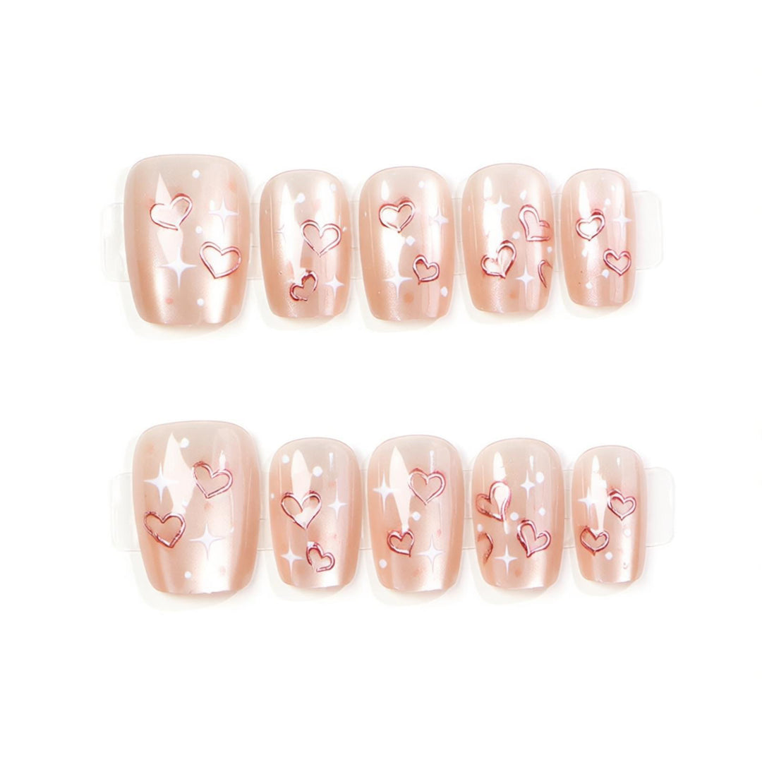 Heart-Embellished Press-On Nails Kalsten