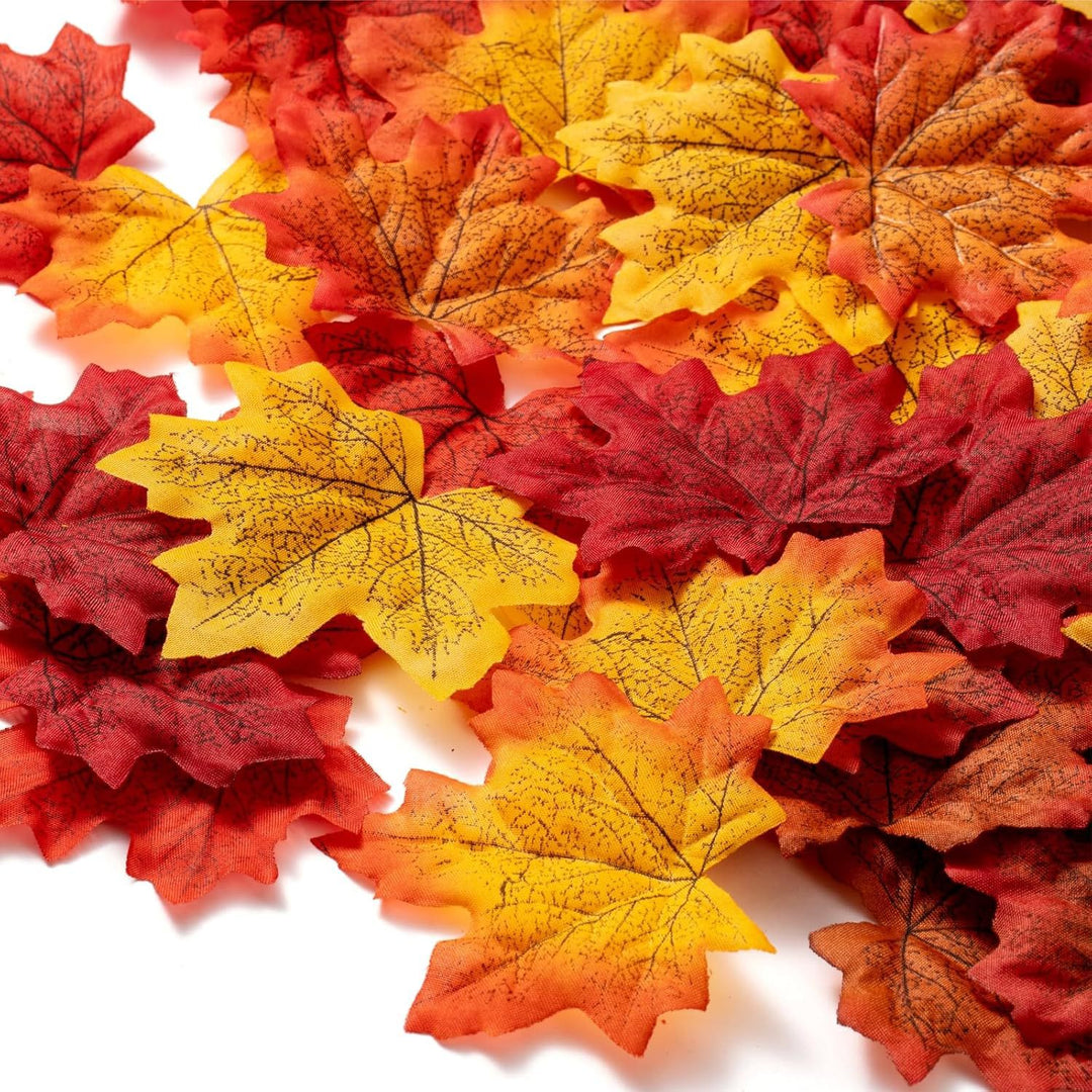 Artificial maple leaves table decoration made of flexible PU for autumn arrangements