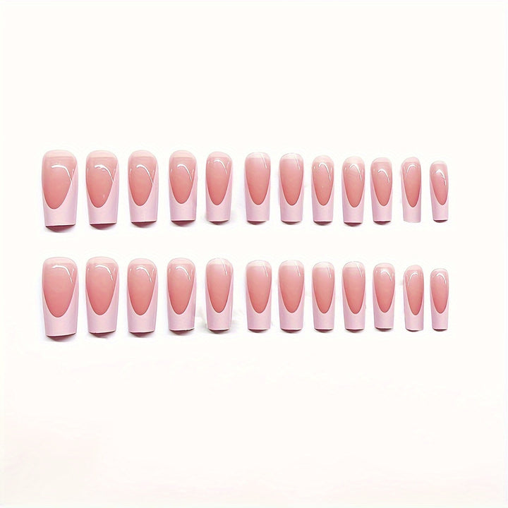 Artistic French Tip Press-On Nail Set with Transparent Design Kalsten