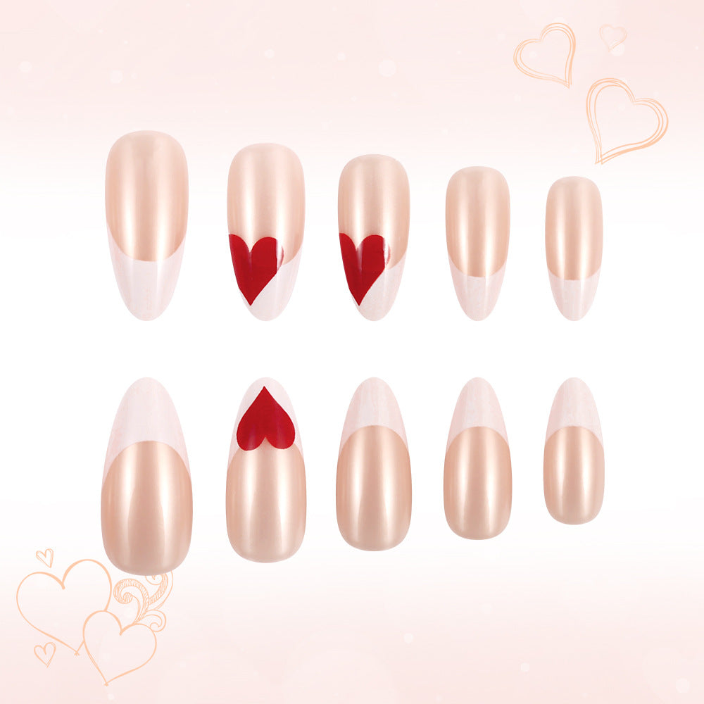 Heart-Embellished Stiletto Press-On Nails Kalsten