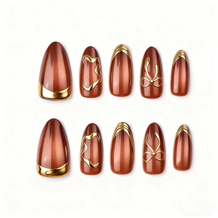 Elegant artificial nails with gold accents Kalsten