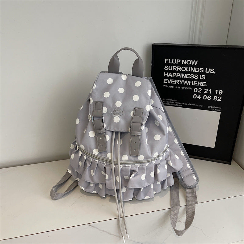 Ruffled Polka Dot Design Backpack