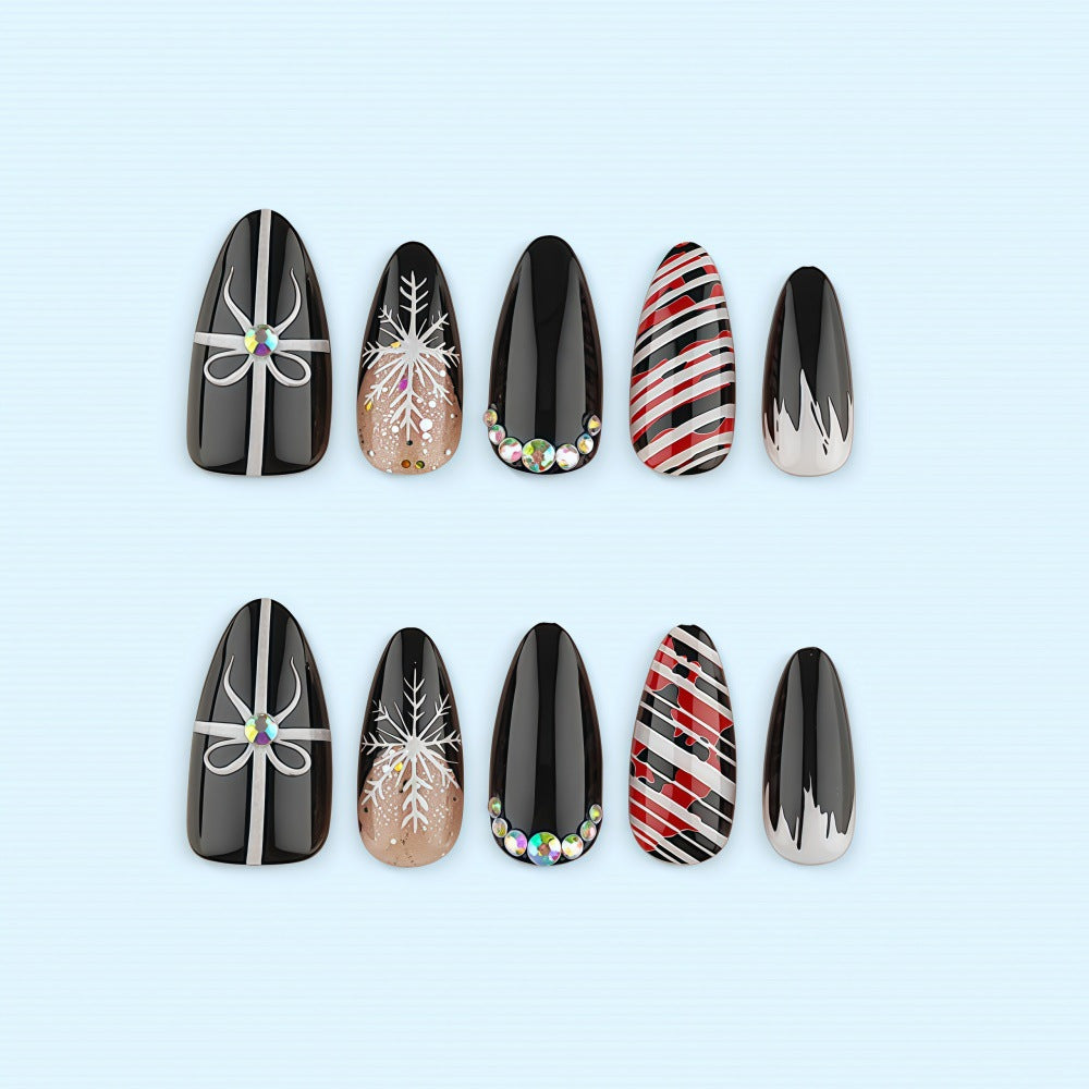 Artificial nail set with festive design and glitter accents Kalsten