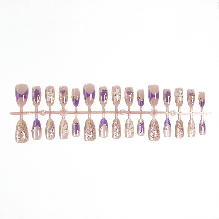 Elegant artificial nails with floral design and color accents Kalsten