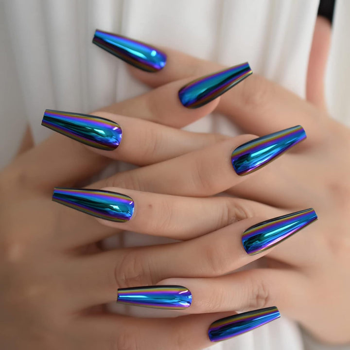 Artificial nail tips with holographic shine Kalsten