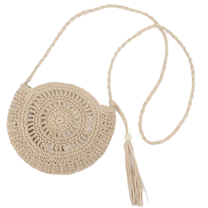 Beef Macrame Shoulder Bag with Tassel Kalsten