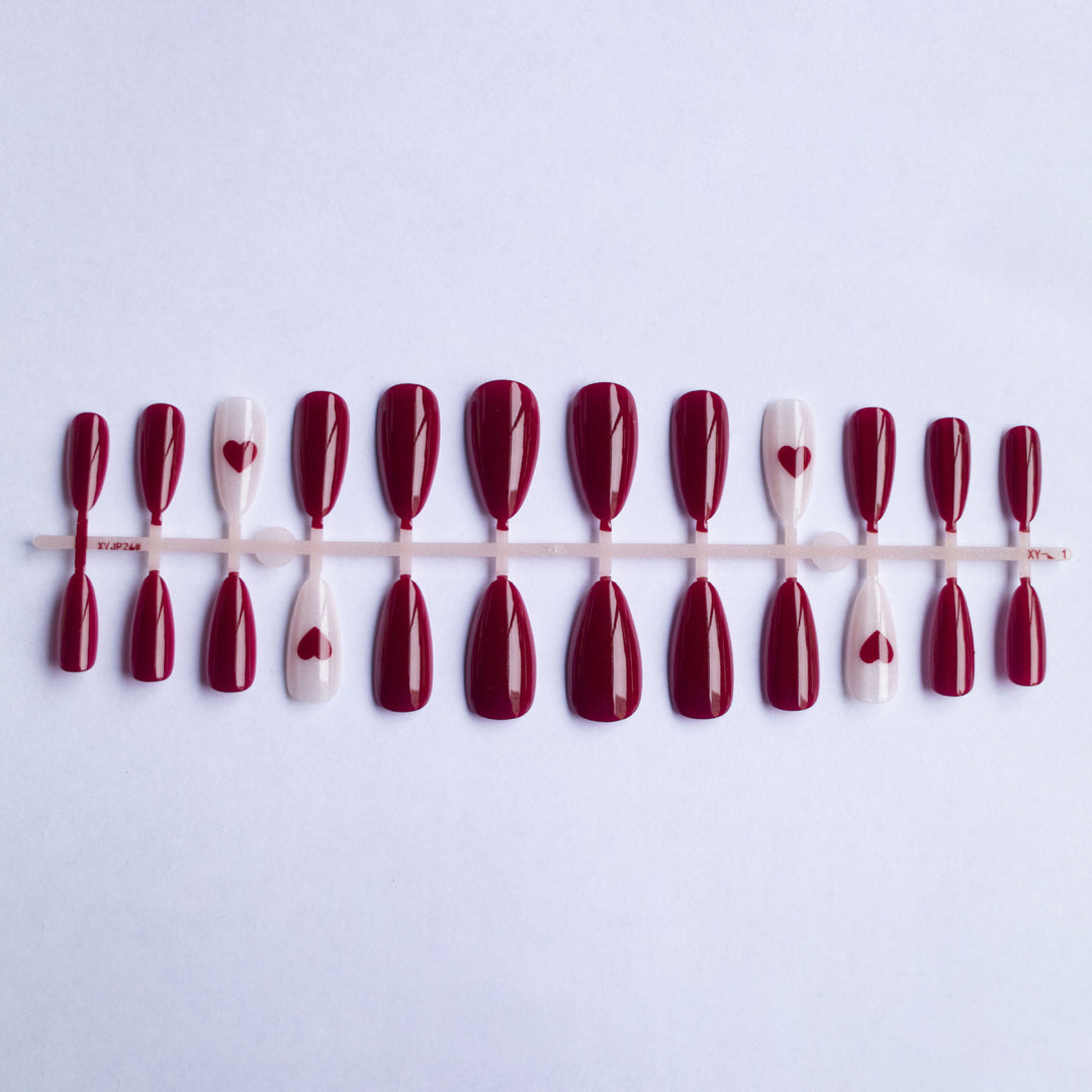 Heart Adorned Gel Nail Art