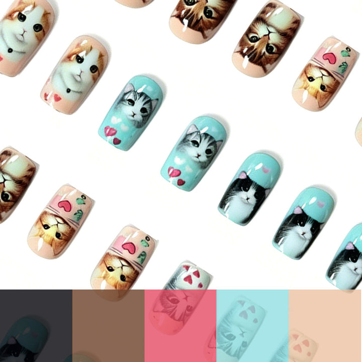 Artistic Cat-Themed Nail Extensions Kalsten