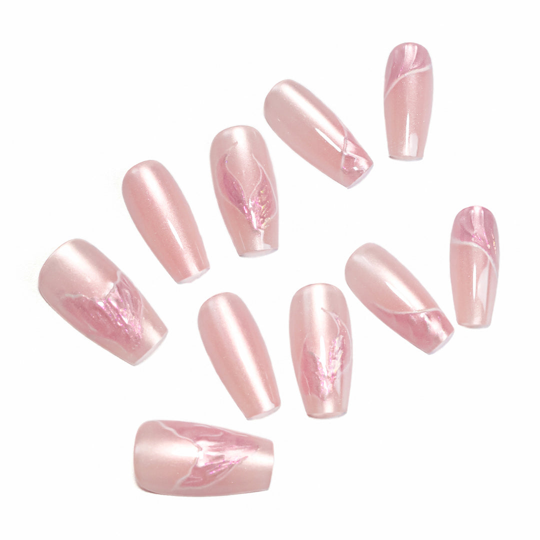 Artistic Press-On Nails with Floral Designs Kalsten