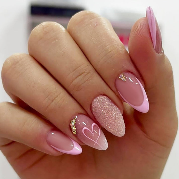Decorative Press-On Nail Set with Elegant Gradient Designs kalsten