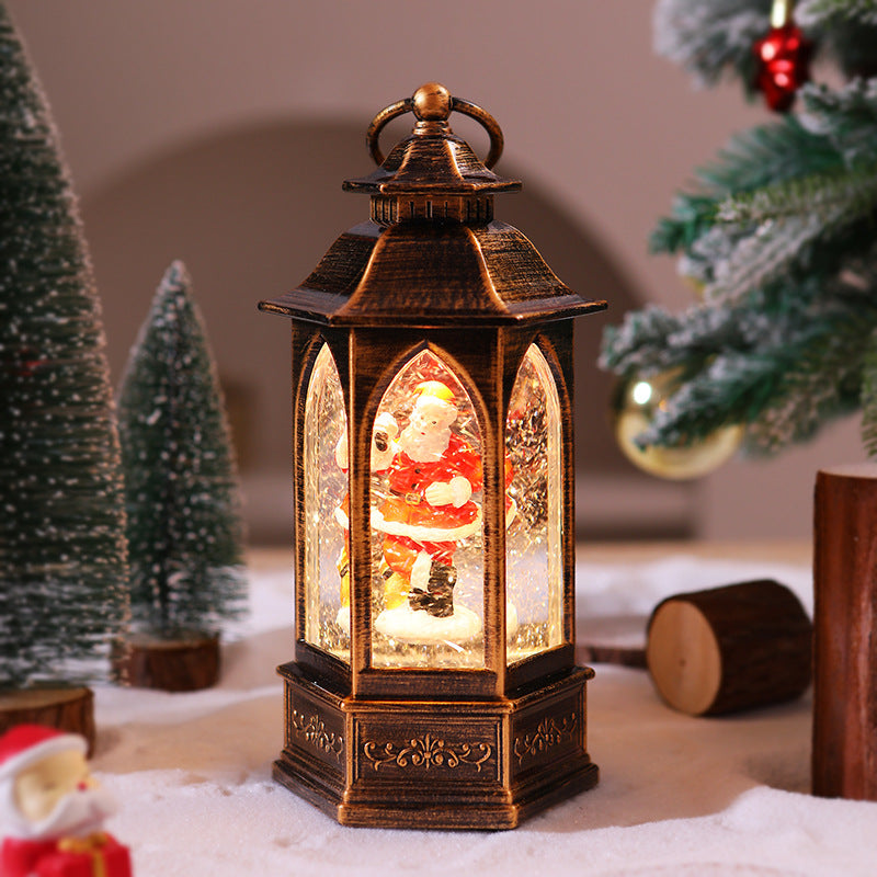 Nostalgic Christmas lantern with snowman scene Kalsten